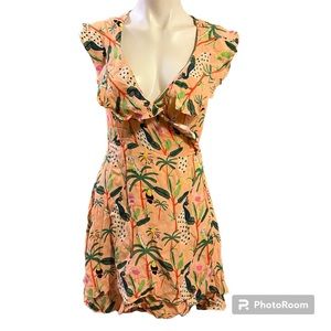 Salvador Bachiller tropical bird print wrap dress